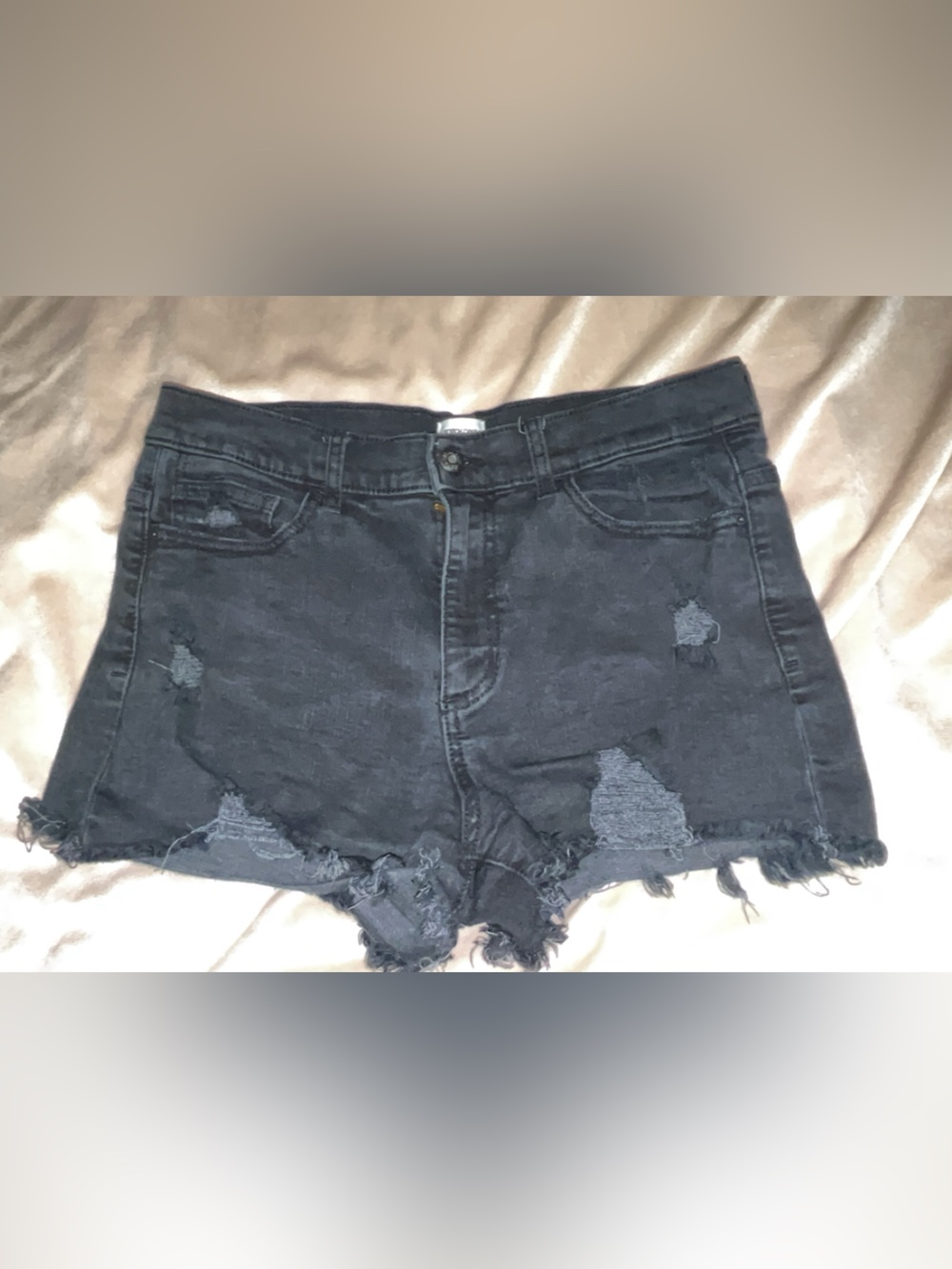 Sneak Peek Black Distressed High-Rise Jean Shorts